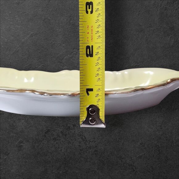 Andrea by Sadek Yellow Floral Bone Dish Gold Trim 6035X Vintage Vanity Decor - Picture 7 of 7